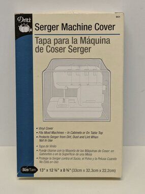 NEW! Dritz Serger Machine Vinyl Dust Cover 13in x 12.75in x 8.75